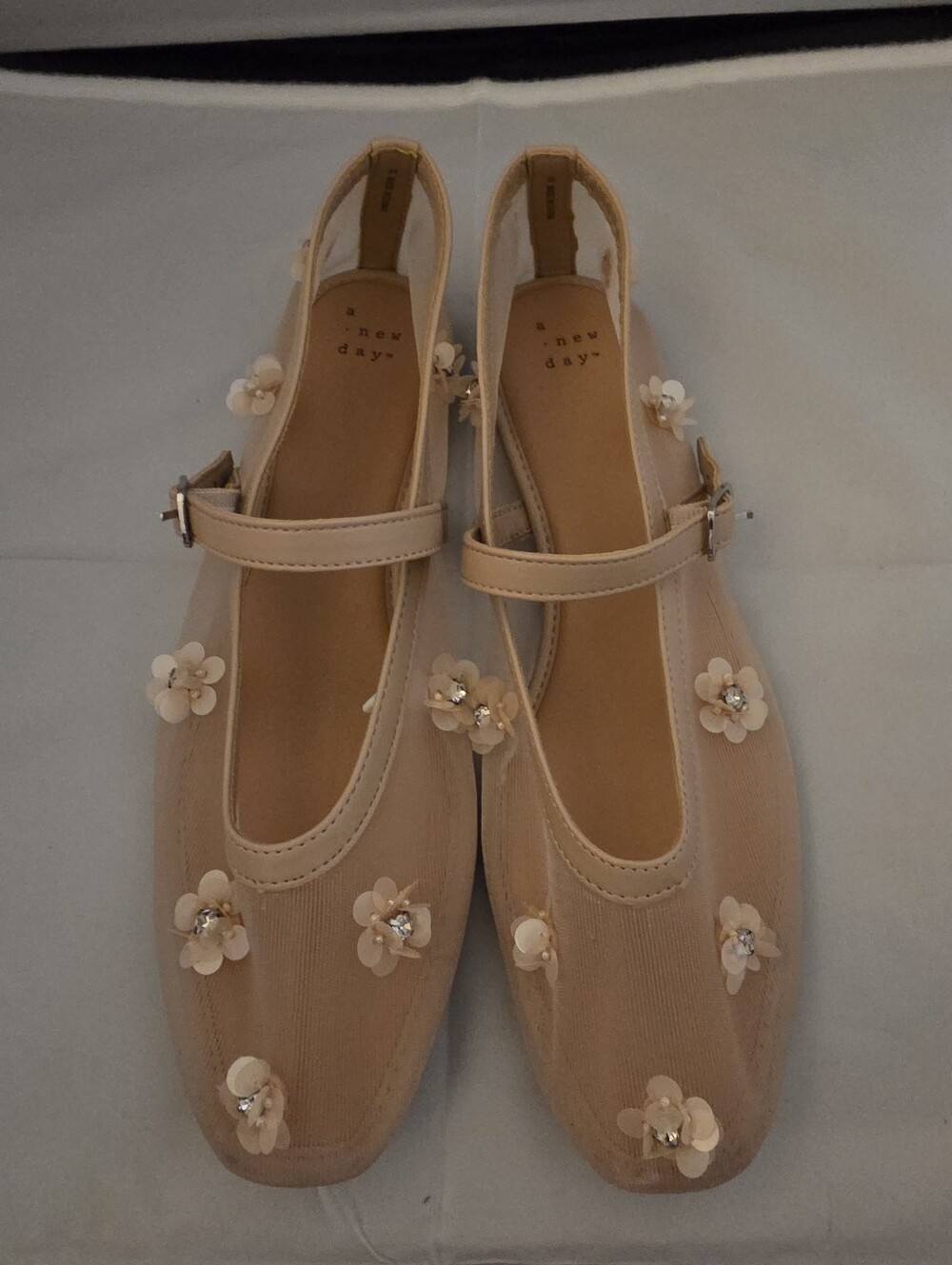 a new day Beige Floral Mary Jane Flats